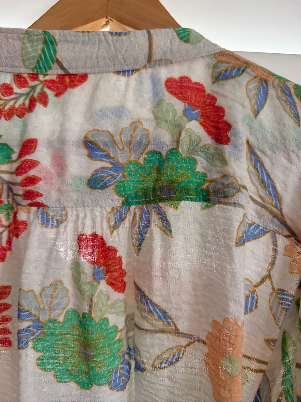 Anthropologie Maeve Kalapana Blouse with Green, Red & Orange Floral Print US 14 - Picture 3 of 9